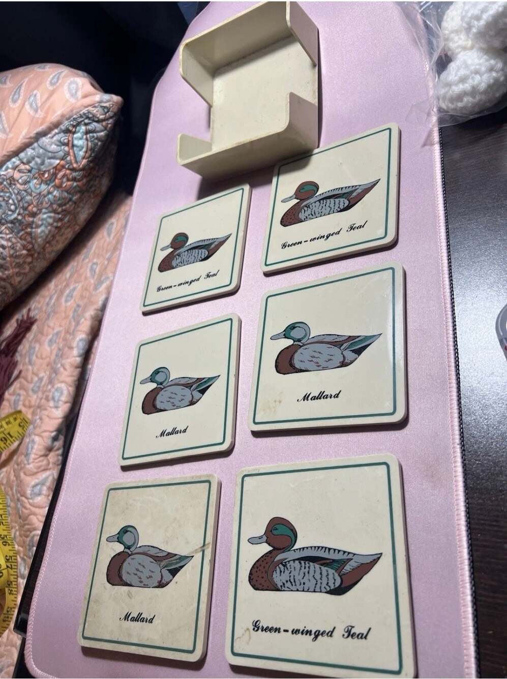 Georges Briard Vintage Duck Motif Coaster Set with Holder
